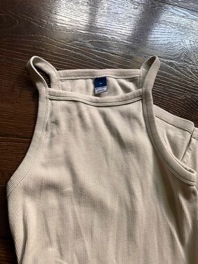 Old Navy Cream Ribbed Maxi Tank Dress